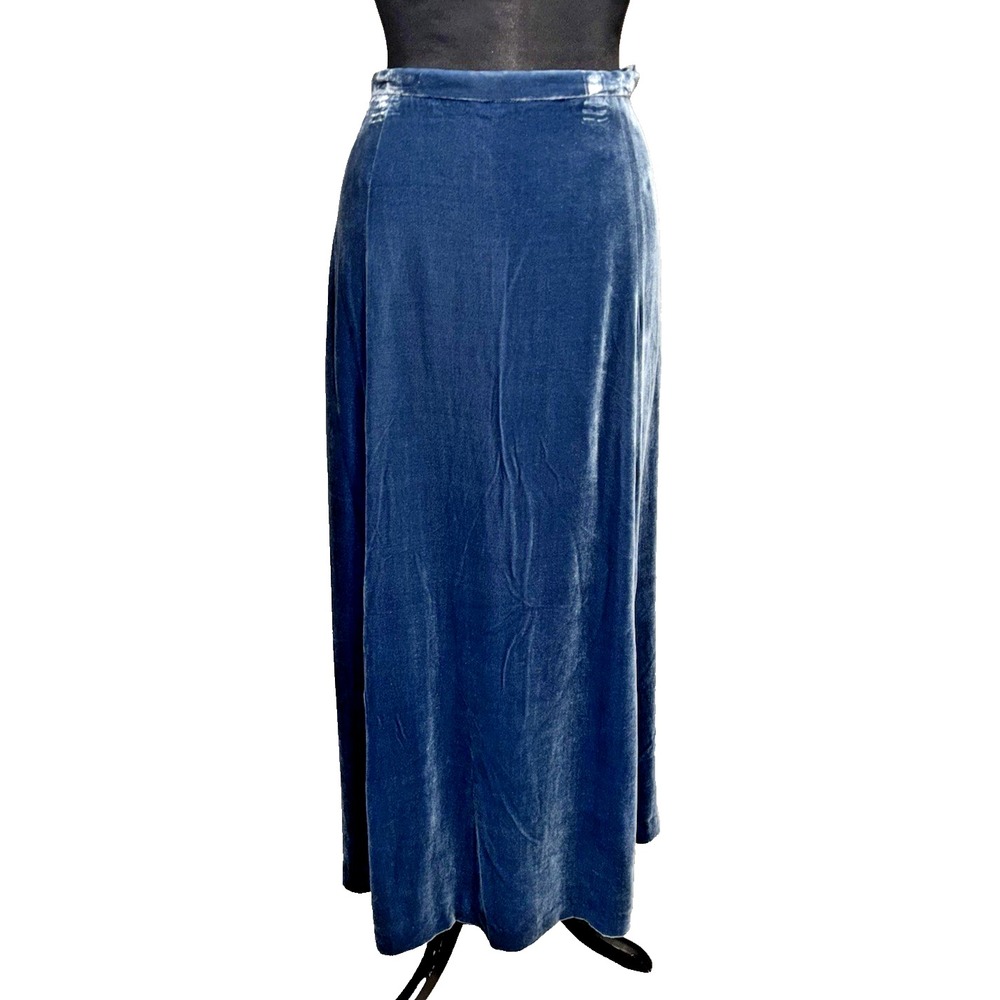 County‎ Clothing Company Maxi Skirt Size XL Blue Velvet Size Zip Fully Lined
